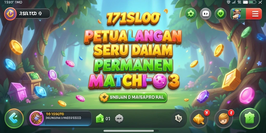 Gameplay match-3 yang seru dan penuh warna dalam 171SLOT.