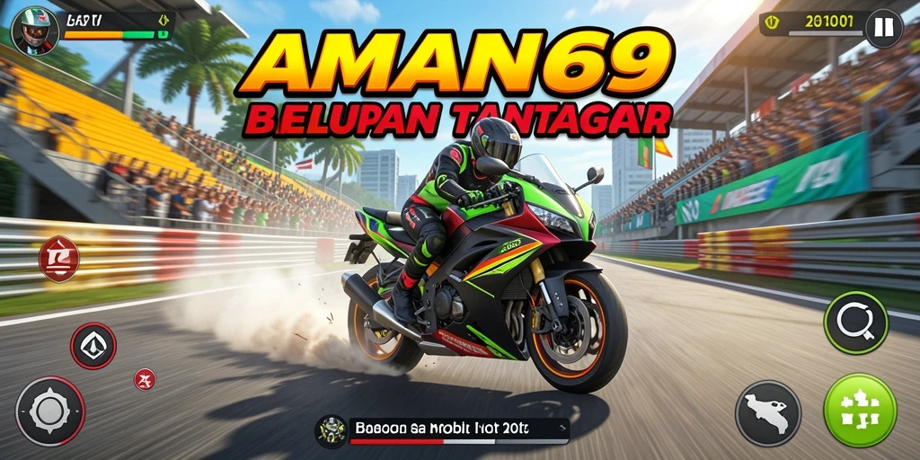 Tangkapan layar menampilkan aksi balapan seru di AMAN69.