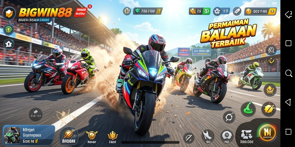 Gameplay menegangkan dalam balapan motor di BIGWIN88.