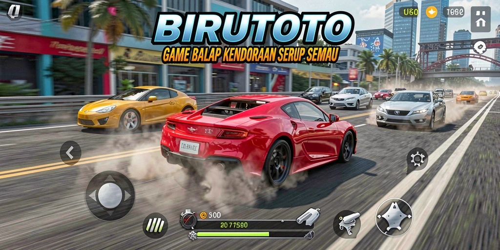 Gameplay BIRUTOTO dengan balapan yang intens dan seru.