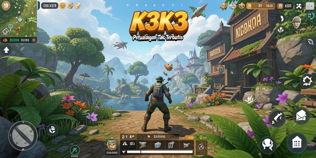 Tampilan gameplay K3K3 yang menakjubkan di dunia terbuka.