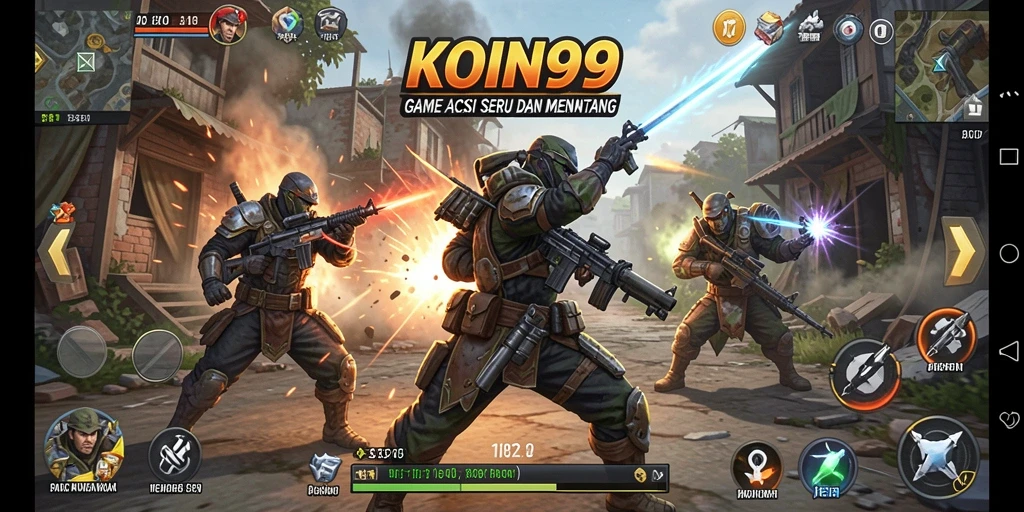 Tampilan gameplay mendebarkan KOIN99 dengan aksi cepat dan grafis mengesankan.