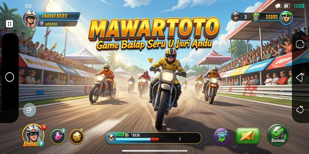 Tampilan gameplay balapan seru di MAWARTOTO dengan mobil kustom.