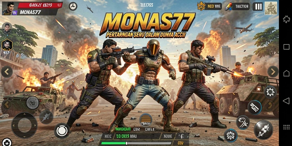 Tampilan aksi seru dalam gameplay MONAS77 yang menegangkan.