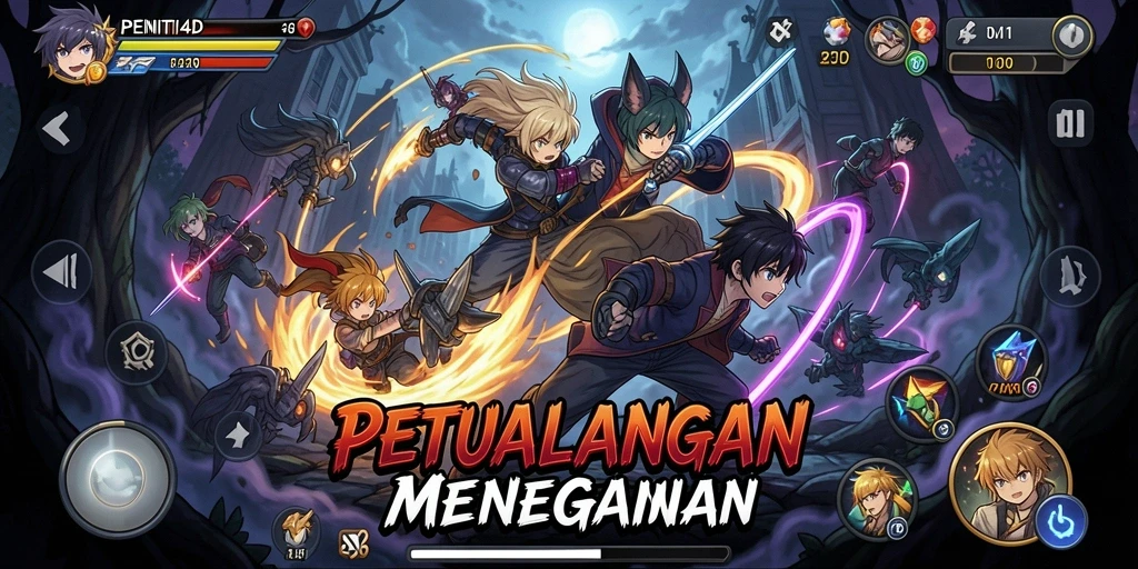 Screenshot PENITI4D menampilkan pertarungan karakter anime yang seru.