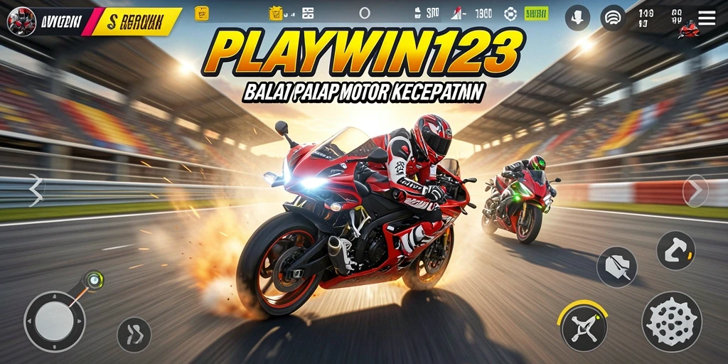 Tampilan mendebarkan dari gameplay balap motor di PLAYWIN123.