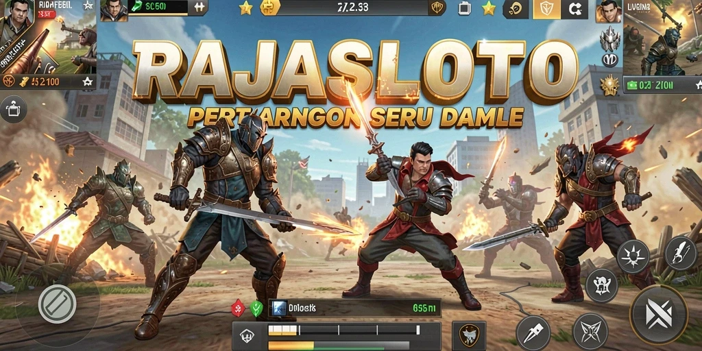 Tangkapan layar gameplay seru RAJASLOTO di arena Battle Royale.