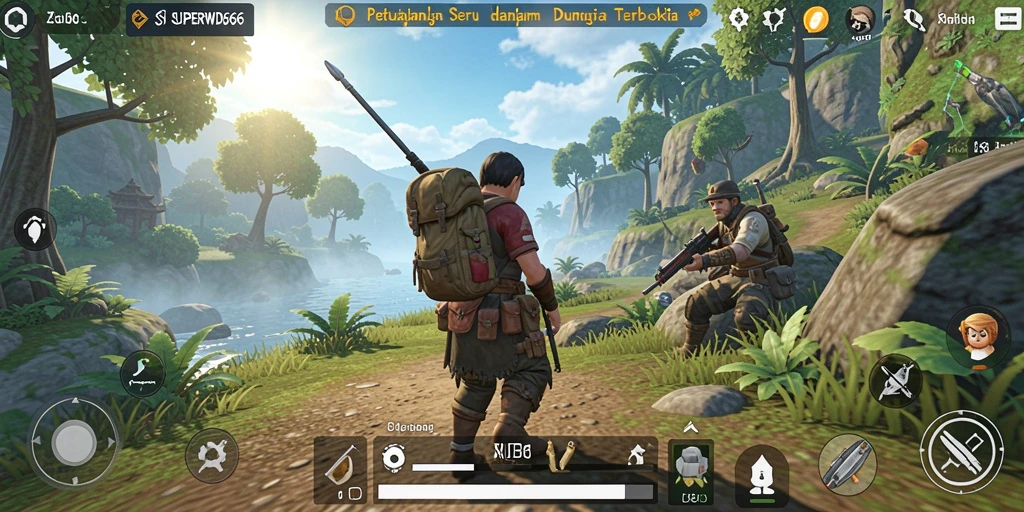 Tampilan gameplay seru dari SUPERWD666 di dunia terbuka.