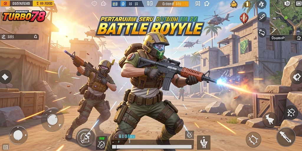 Screenshot gameplay TURBO78 yang menunjukkan aksi seru dalam Battle Royale.